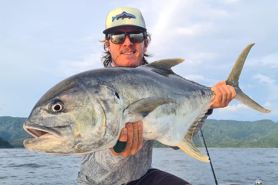 Angler with large jack fish caught in Bahia Solano. 
