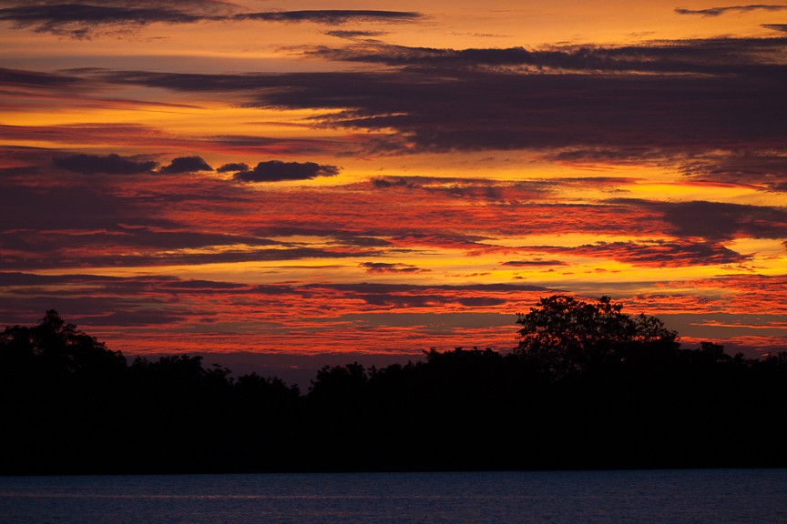 Sunset over tarpon lagoon, Jungle Tarpon Reserve, Costa Rica. 